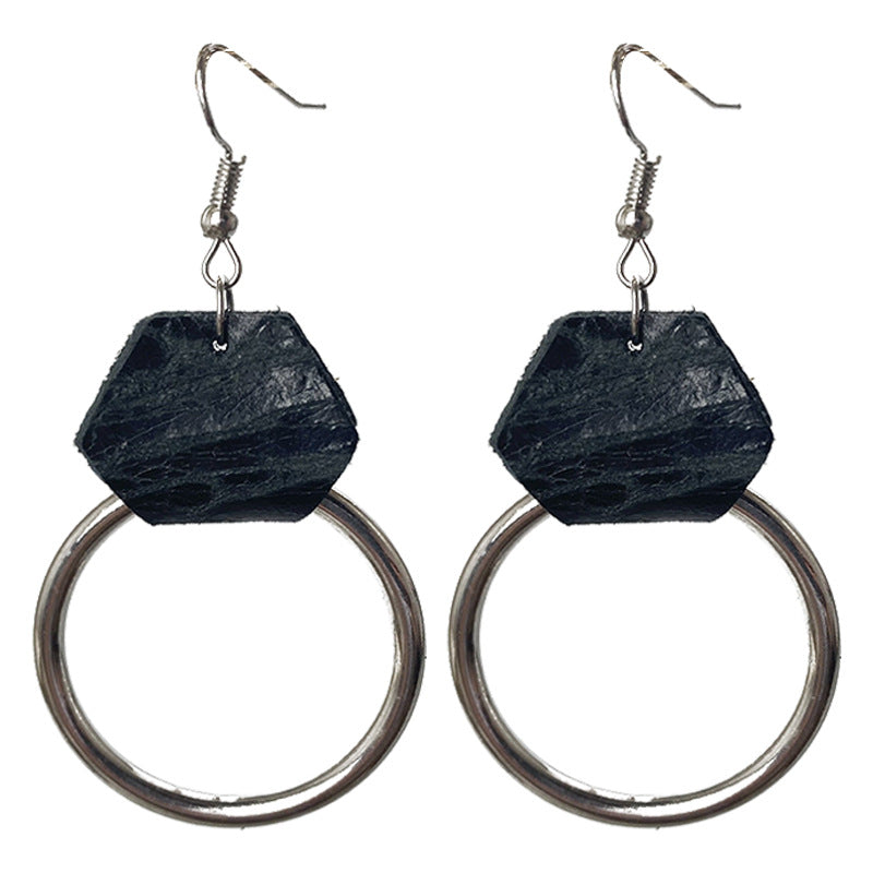 Wholesale 3 Pairs/pack Vintage Embossed Cowhide Metal Hoop Earrings